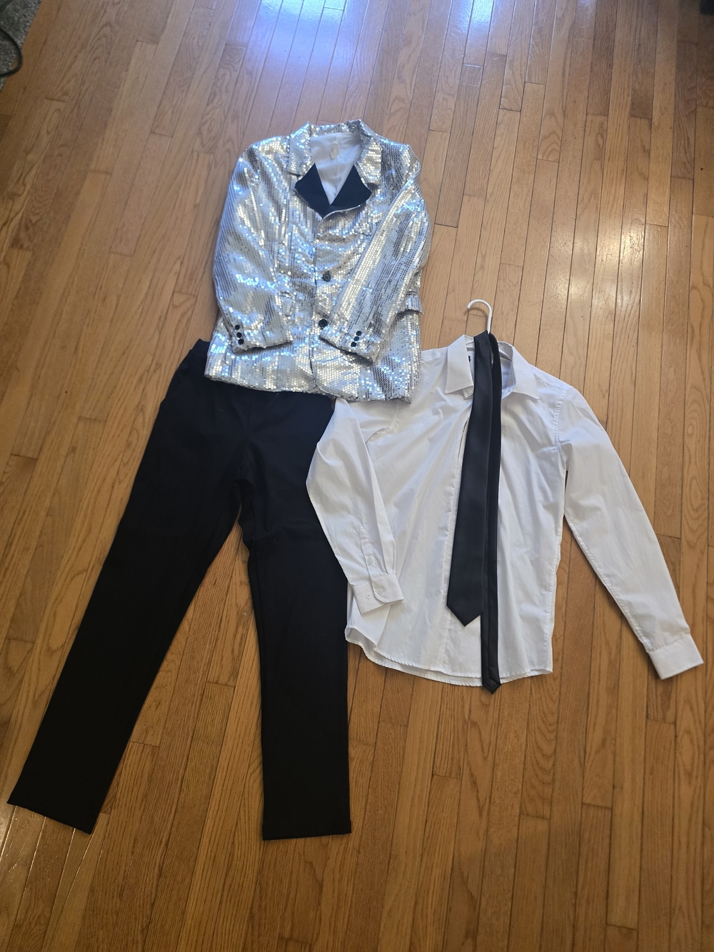 Silver Sequin Blazer & Black Pants Set - Adult XS Dance Ensemble